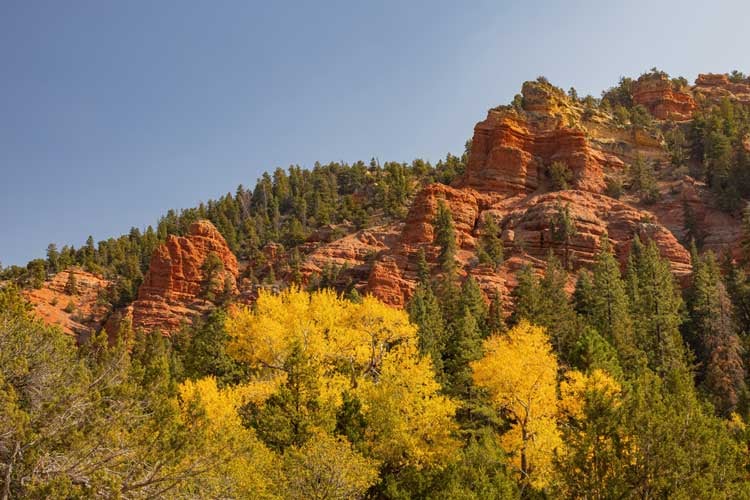 Parowan canyon made of red rock, situated between Parowan and Panguitch, Utah