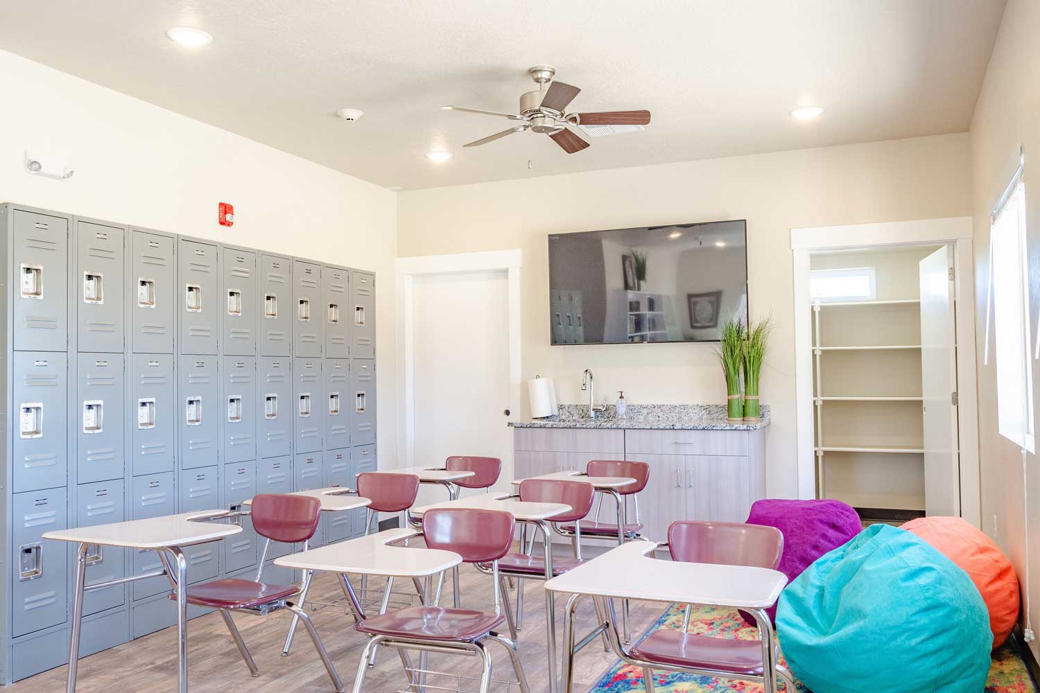 classroom and lockers