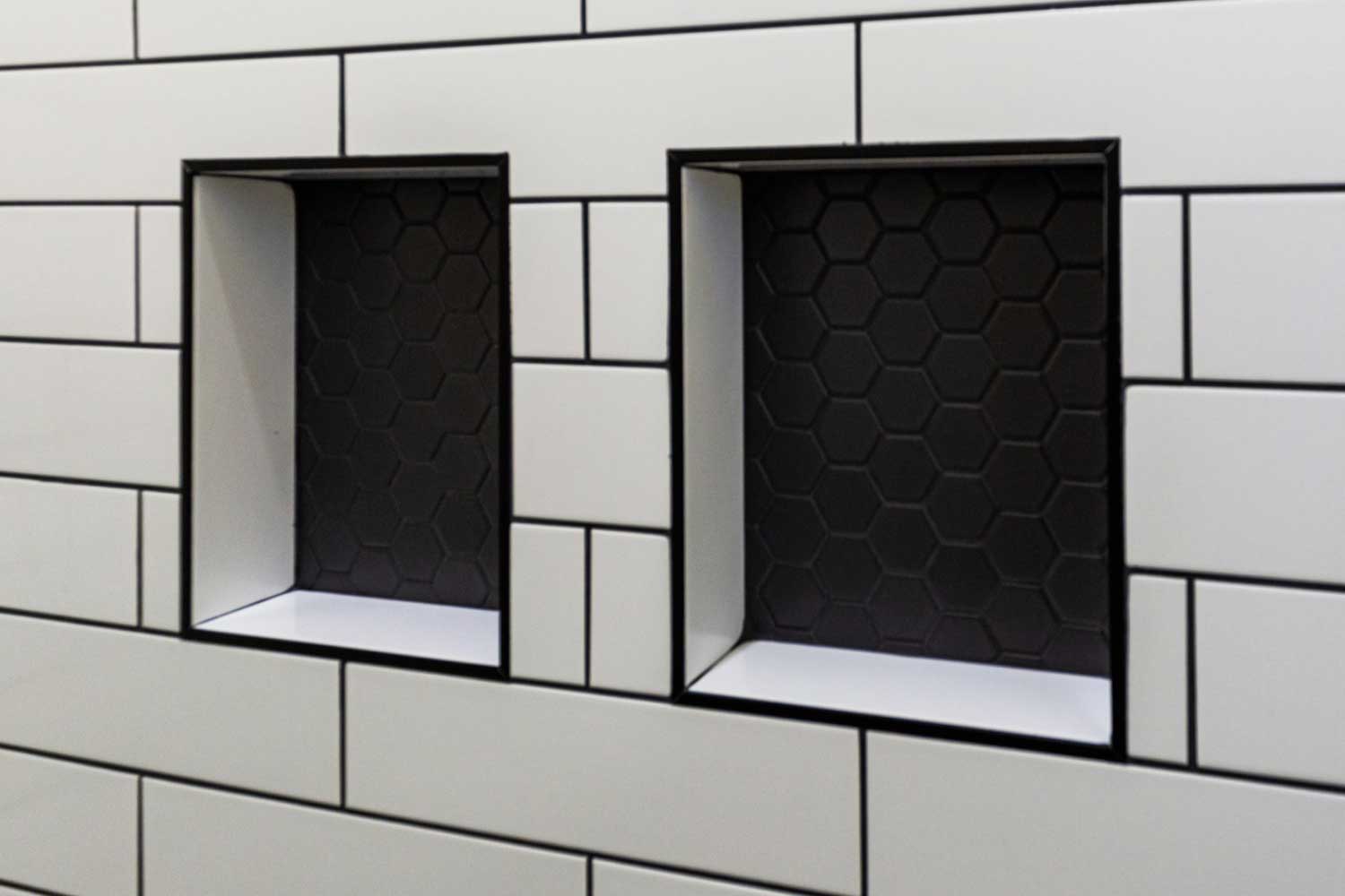 custom shower tile shelving