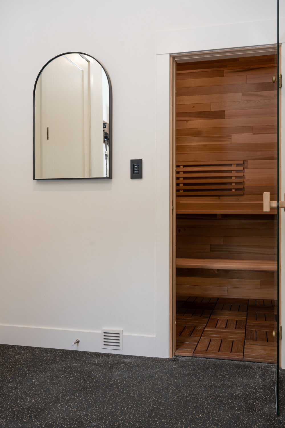 Sauna room in custom built home in Brian Head, UT by Choice Builders