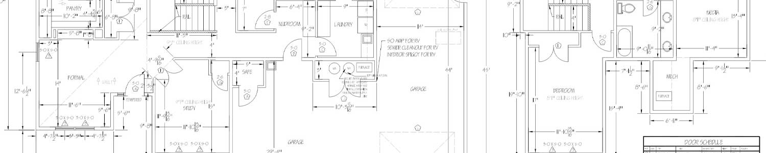 architectural drawing for new house plan showing bedrooms, bathrooms and entry
