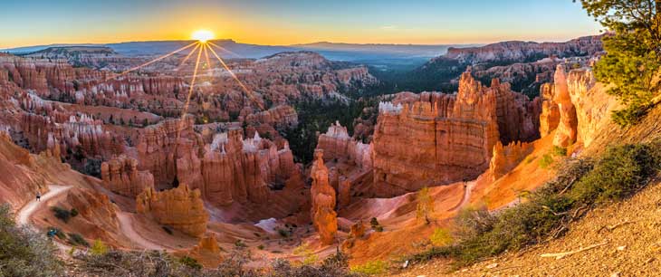 Scenic view of Bryce Canyon National Park located in Iron County, Utah